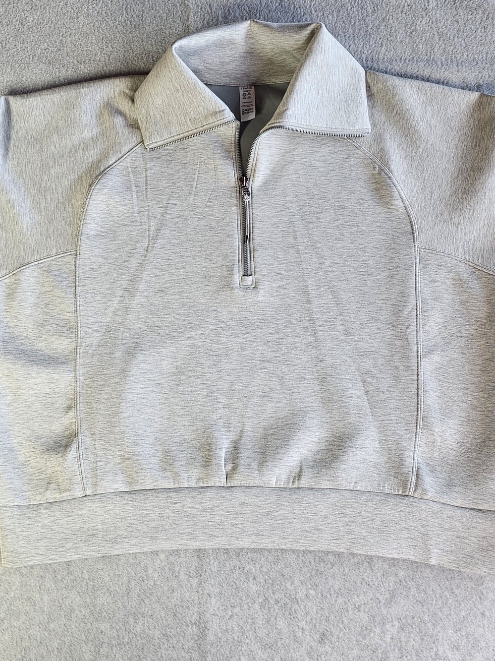 SPANX AirEssentials Half Zip 1X Light Heather Grey Soft Lightweight Athleisure